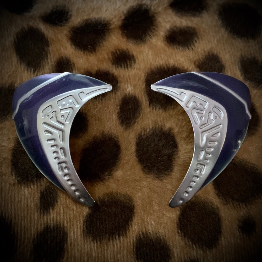 Vintage Abstract Berebi Purple Enamel Clip earrings